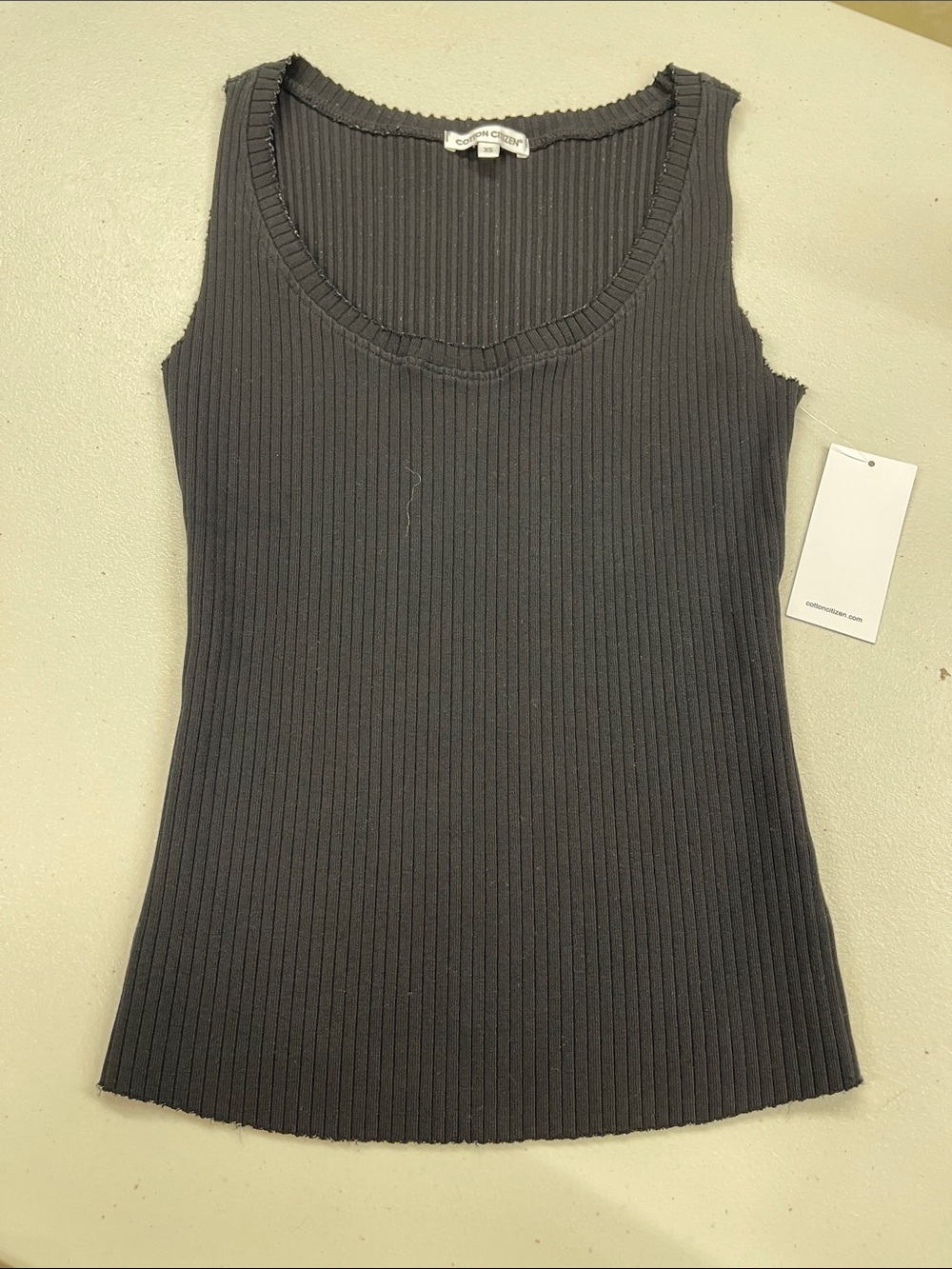Cotton Citizen Black Ribbed Scoop Neck Tank